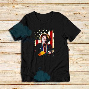 Willie Nelson With American Flag T-Shirt