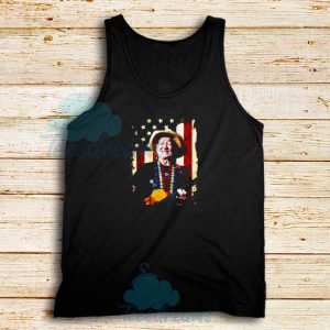 Willie Nelson With American Flag Tank Top