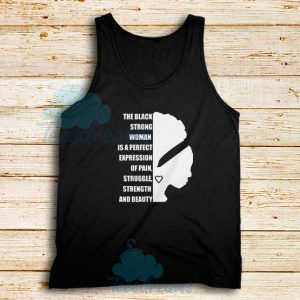 Black Strong Woman Tank Top African American Tee Size S - 2XL