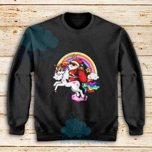 Santa Riding Unicorn Sweatshirt For Unisex - Teesdreams